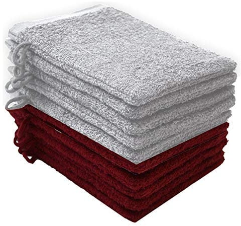 NatureMark NM-HT0829 Frottier Waschhandschuhe, 10-er Pack, 15 x 21 cm, 100% Baumwolle (Bordeaux/Silber)