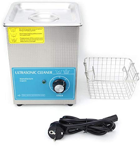 Limpiador Ultrasónico 1.3L Limpiador Ultrasónico Industrial de Acero Inoxidable con Temporizador para Gafas de Joyería PCB Potencia Ultrasónica 60W(EU Plug 200-240V)