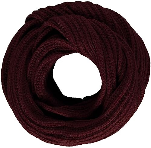 Giorgio Rimaldi Schlauchschal für Damen und Herren - 35 x 50 cm - Strick-Loop Schal - Einfarbiger Winterschal - Warm und weich Burgundy