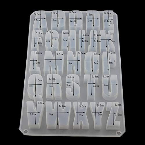 Yushu Englische Buchstaben-Anhänger-Harz-Form-Set, große Buchstaben, Silikonguss, Alphabet, Kunstharz, Gießform, Kunsthandwerk, Werkzeug-Set, Alphabet, DIY-Gussformen