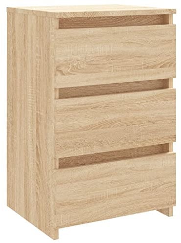 vidaXL Nachttisch mit 3 Schubladen Nachtschrank Nachtkonsole Nachtkommode Schlafzimmer Schrank Kommode Sonoma-Eiche 40x35x62,5cm Holzwerkstoff