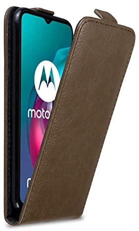 Cadorabo Hülle kompatibel mit Motorola Moto G10 / G30 Flip Design aus Premium Kunst Leder Flip Klappbare Stoßfeste Magnetische Cover Hülle für Motorola Moto G10 / G30 Tasche in Braun