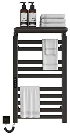 Portasciugamani Elettrico, Scaldasalviette, 850x500 mm Radiatore da Bagno Elettrico, Scaldasalviette Elettrico Bagno, Radiatore Scaldasalviette, Portasciugamani da Parete, antracite-Black Left
