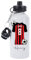 Pickhut Personalised Football 600ml White Aluminium Sports Water Bottle Back to School Gift for Kids, Customised with Name/Number/Text with Football Shirt Red & Black Stripes Jersey Kit (D2)