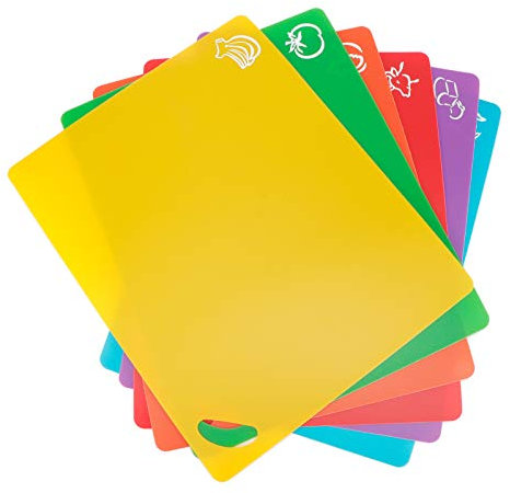 Tabla de cortar, 6 unids/set, tabla de cortar flexible ultrafina, antideslizante, herramienta para carne vegetal, alfombrilla, juego de tabla de cortar de cocina de Color