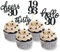 24 Stück Glitzer 30. Geburtstag Cupcake Topper Geburtstagsdeko von 1995 für 30 Geburtstagsfeier Zubehör Party Dekoration Kuchendekoration (Schwarz)