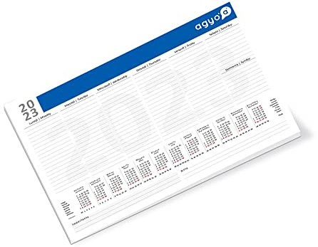 Agyo Schreibtischunterlage Kalender Format 42 x 30 cm, Papier, Weiß, L