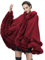 BEAUTELICATE Kunstpelz Umhang Poncho Damen Stola Braut Cape Mit Kapuze Für Winter Hochzeit Abend Party Schwarz Khaki Beige Rosa S113 (Weinrot, Einheitsgröße)