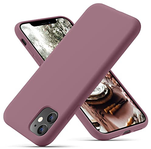 OitiYaa Silicone Case Compatible with iPhone 11 Case 6.1 Inch, Soft Ultra Slim Protective Shockproof Liquid Silicone Phone Case with Anti-Scratch Microfiber Lining,Grape Purple
