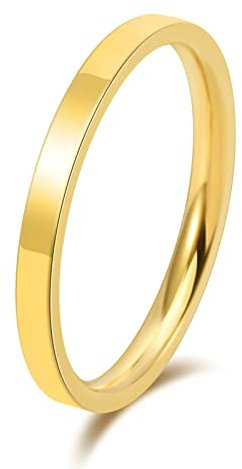 KnSam Versprechen Ring, 2MM Freundschaftsring Freunde Männer Klassiker, Edelstahl Ringe, Freundschaftsringe Junge und Mädchen Gold Gr.49 (15.6)