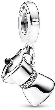 PANDORA Espressokanne Charm-Anhänger aus Sterlingsilber mit Zirkoniasteinen verziert, Kompatibel Moments, Moments Kollektion, 792679C01
