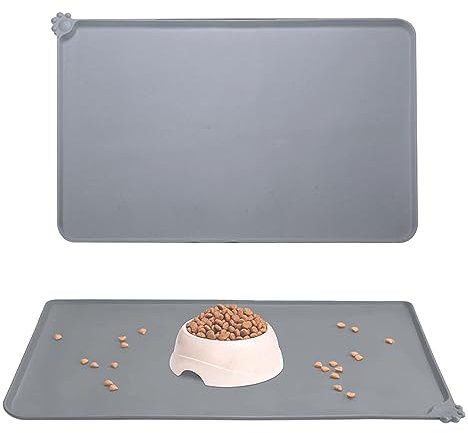 ATBUSS 1 Tapis d'alimentation Gris pour Animaux De Compagnie (48 Cm * 30 Cm), Tapis De Nourriture pour Animaux De Compagnie, Plateau De Bol pour Animaux De Compagnie