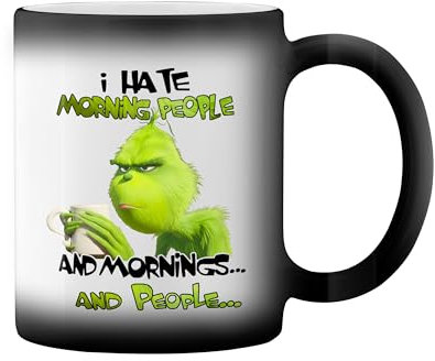 I hate morning people and mornings and people grinch Magie noire tasse à café Mug
