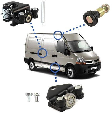 STARKIT PERFORMANCE 3 roulettes porte latérale compatible pour Master 2, Movano A, Interstar (1997-2010) galet de porte coulissante – Guide HAUT - MILIEU - BAS de porte