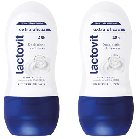 Lactovit Desodorante Roll on Extra Eficaz Protección Inteligente, Anti-Irritaciones y 48H de Eficacia, 50 Mililitros, El ambalaje puede variar (Paquete de 2)
