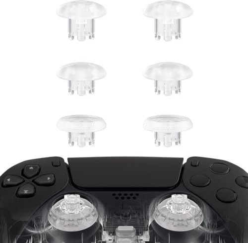 eXtremeRate Edge Stil Thumbsticks für ps5 und für ps4 Controller, Austauschbare Analogsticks Joysticks Aufsätze für ps5 Controller-Transparent [ThumbsGear]