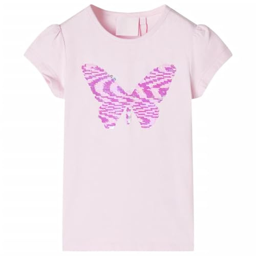 Kinder T-Shirt mit Flügelärmeln Kurzarmshirt Rundhalsausschnitt Zartrosa 128