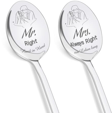 Tulolvae Hochzeitsgeschenke für Brautpaar, 2 Stück Müslilöffel Hochzeitstag Geschenke für Männer Frauen, Jahrestag Valentinstag Weihnachten Geschenk für Ihn Sie Partner, Verlobungsgeschenk für Couple