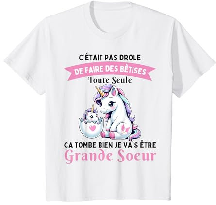 Tee Shirt Grande Sœur et Licorne - Annonce Grossesse Unique T-Shirt