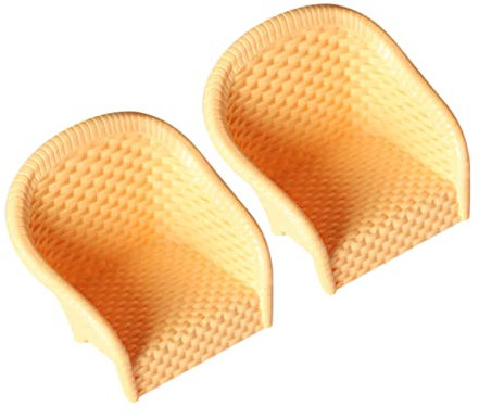 HEMOTON 2 Stück Einfache Freizeit Rattan Stuhl Puppenhaus Möbel Puppenhaus Zubehör Mini Möbel Modell Miniatur Möbel Puppenhaus Stuhl Miniaturen Möbel Puppenhaus Miniaturen