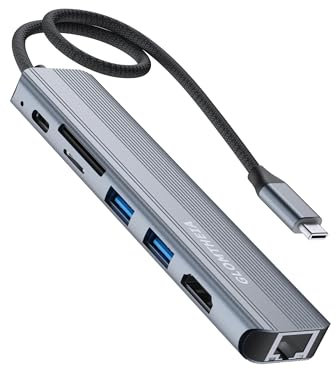 Glomtheia USB C Hub Laptop Docking Station, Macbook Ethernet HDMI Adapter Multiport with RJ45 Gigabit Ethernet, 4K HDMI, USB 3.0, SD/TF Card Reader, PD 100W Charging