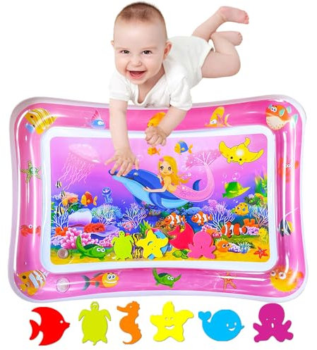 SUNSHINEMALL Wassermatte Baby Bpa Frei 66×50CM Wasserspielmatte Baby Wasser Spielmatte Sensorik Spielzeug Krabbelmatte Baby 3 6 9 Monate Tummy Time Toys Water Mat(Rosa Meerjungfrau)