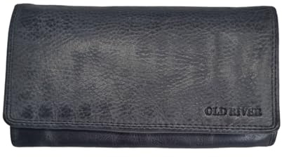 Old River Damen Leder Geldbörse Portemonnaie Mittelgroß, Damen Lederbörse Wallet RFID Schutz