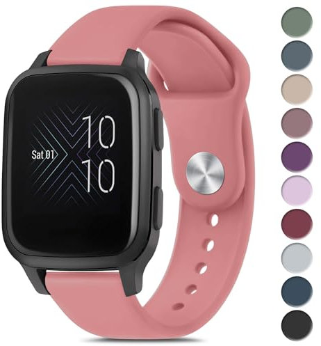 Bracelet de Montre 20 mm pour Garmin Venu Sq Music/Venu 2/2 Plus, Silicone pour Homme Femme, Rouge Corail