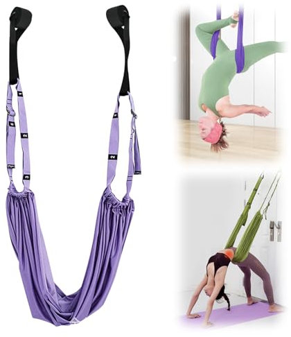 2024 Aerial Yoga Towel Yoga, Skeadex Aerial Yoga Rope Against Back Pain, Highly Elastic Stretching Strap, Yoga Strap Leg Stretcher for Rehabilitation Pilates Ballet Cheerleading, Can Carry 150 kg