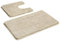 Myting Bad Teppiche Set Weich Mikrofaser Badematte Beige, Badezimmerteppich Set 2 Teilig Badvorleger Waschbar Duschvorleger rutschfest, Flauschiger Badteppich und wc Teppich mit Ausschnitt