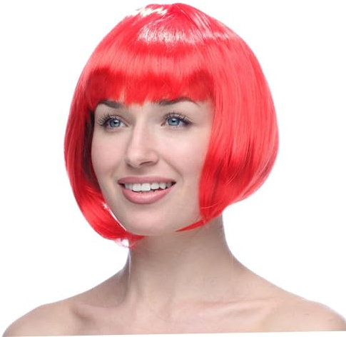 Partyperücken und Sonnenbrillen, Halloween -Perücken für Frauen Red Bob Perücke und Sonnenbrille setzte kurze, gerade Party -Perücke mit Pony Halloween Cosplay Perücke für Halloween -Kost