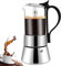 DITOSH 6 Tasse Verre Transparent Moka Cuisinière en Acier Inoxydable non Enrobée Espresso Cafetières Italiennes Mocha Greca Machine Café Cuisinières à Induction Classiques Home Camping 350ml
