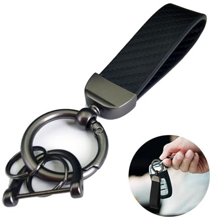 JJQFLB Leder schlüsselanhänger für Mercedes Benz 300e 300de 400d AMG GLC 43 63 63S, Geschenk Keyring,A/Black