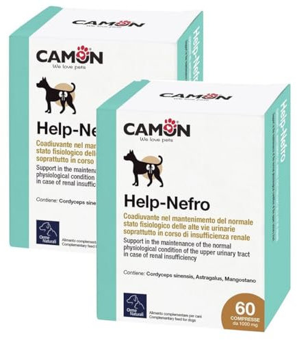 ULISSE Camon Help NEFRO Angebot 2 Packungen mit 60 Tabletten für die gute Aufrechterhaltung der Nierenfunktion von Hund und Katze