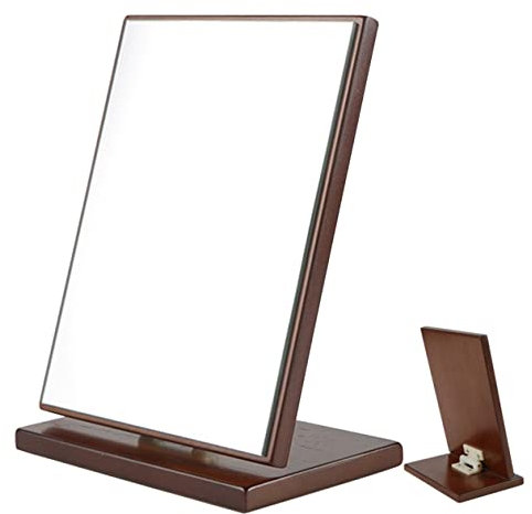 Amosfun Hochauflösender Schminkspiegel Frisiertischspiegel Aus Holz Für Den Tisch Dekorativer Tischspiegel Stabile Basis Sicher Und