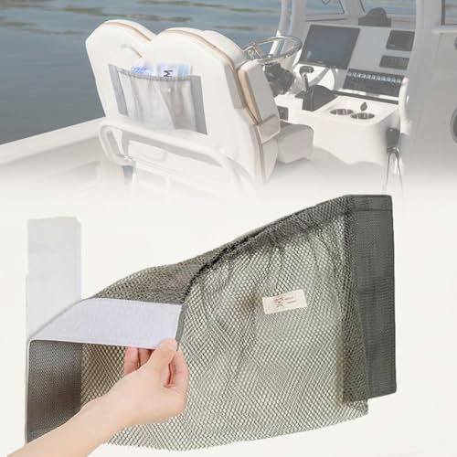 HWIMARINE Borsa portaoggetti con retro adesivo per barca, custodia organizer in rete marina per mantenere le cose al sicuro per portelli, porte di console, Gunwales (L)