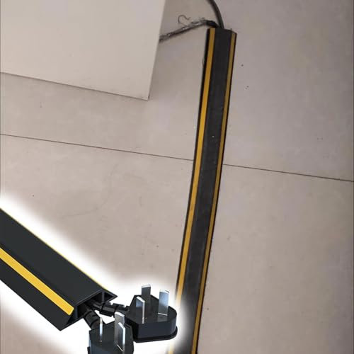 AMUFJJ External Electric Wire Plastic Trunking Black Gray, Bedroom/Shower/Living Room Cable Conduit 20mm/ 14mm Inner Width, Home Cord Management Solution(Black,2in (5cm) Wide)