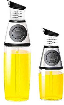 Bouteille de pulvérisation d'huile Bouteille distributrice d'huile d'olive 2 pièces 250 ml + 500 ml Ensemble de bouteilles distributrices d'huile d'olive, burette à sauce soja avec becs verseurs anti-