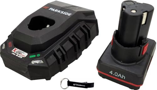 HEADNMORE® Bundle - Batteria Parkside® 12 V 4 Ah + caricatore 6 A + portachiavi