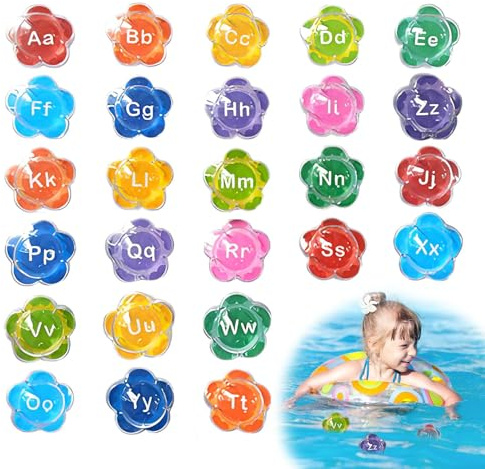Buchstaben für Badewanne, Strandspielzeug für den Außenbereich, Unterhaltungszubehör für Pool, 26 Teile, wasserdicht, für Badewanne und