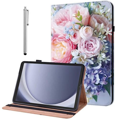YiChZhe Case for Samsung Galaxy Tab A7 10.4” Case 2022 2020(SM-T500/ T503/ T505/ T507/T509) Shockproof Protective Case with Adjustable Stand Card Slot Pen Holder Cover, Colored Flowers