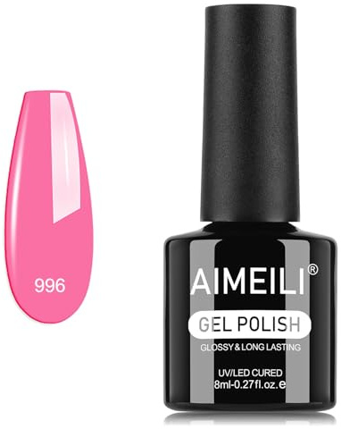 AIMEILI UV Nagellack Rosa Pink 8ml Color Gel Soak Off UV&LED Farbgel für Nägel Rosa Gellack UV Gel Nagellack Gelnägel Nailart - 996 | Soak Off Gel Nail Polish für Frühling Sommer Herbst Winter, Home Nagelstudio DIY Nail Art, Perfekt für Deinen Alltag