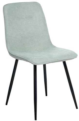 Beliani Set of 4 Dining Chairs Polyester Upholstery Iron Black Legs Armless Dining Room Light Green Tuscola