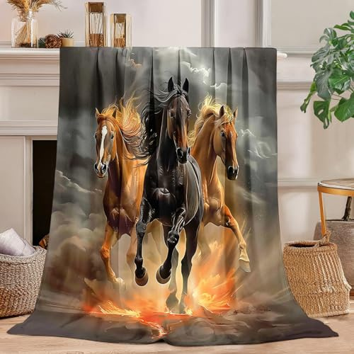 Horse Blanket Horse Throw Blanket Super Soft Plush Flannel Fleece Bedding Gifts for Boys Girls Men Women Lovers Adults Stuff for Couch Sofa Bed Room Decor 40X50