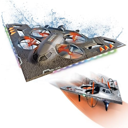 A Alpha Avion RC 3-en-1 – Avion Télécommandé pour Air, Terre et Eau, Jet RC Drone Jouet pour Enfants et Adultes