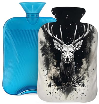 Wärmflasche mit Bezug, 2 l, Tinte Rentier, Wärmflaschen für Erwachsene, Wärmer/Schmerzlinderung