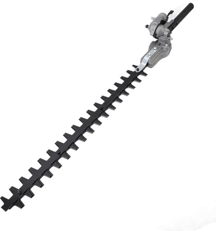 Hedge Trimmer Head, Pole Hedge Trimmer Attachment, 9 Spline High Pole Brush Grass Cutter Harvester Mower, Multi Angle Adjustable Hedge Trimmer Head with Manganese Steel Blades for (26*9mm)