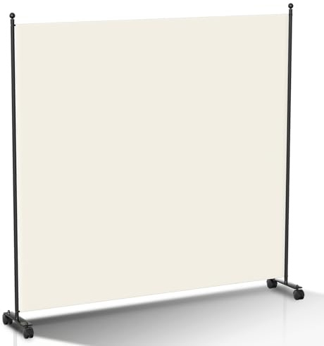 Fogmiea Paravent auf Rollen, Raumteiler Trennwand, 187x181cm verstellbar Sichtschutz Stellwand Sichtschutz Windschutz, Raumtrenner für Garten, Badmöbel, Büros, Beige