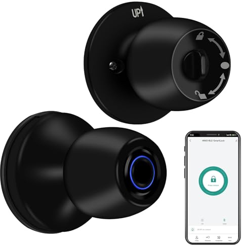 XYBkey Cerradura de Puerta Inteligente con Huella Dactilar, Manija de Puerta 4-en-1 con Huella Dactilar, con Control por App y Llave Tipo-C, Manija de Puerta Biométrica con Cerradura, Adecuada para