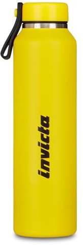 Invicta Borraccia Termica Slim Plain, Giallo, 480 ml, Acciaio Inox, Bpa free, Mantenimento temperatura caldo 12h freddo 24h, Accessori, Ragazzo, Ragazza, Scuola, Sport